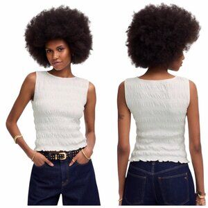 Madewell Womens Smocked Boatneck Tank Size XS Casual Chic Wear NWT